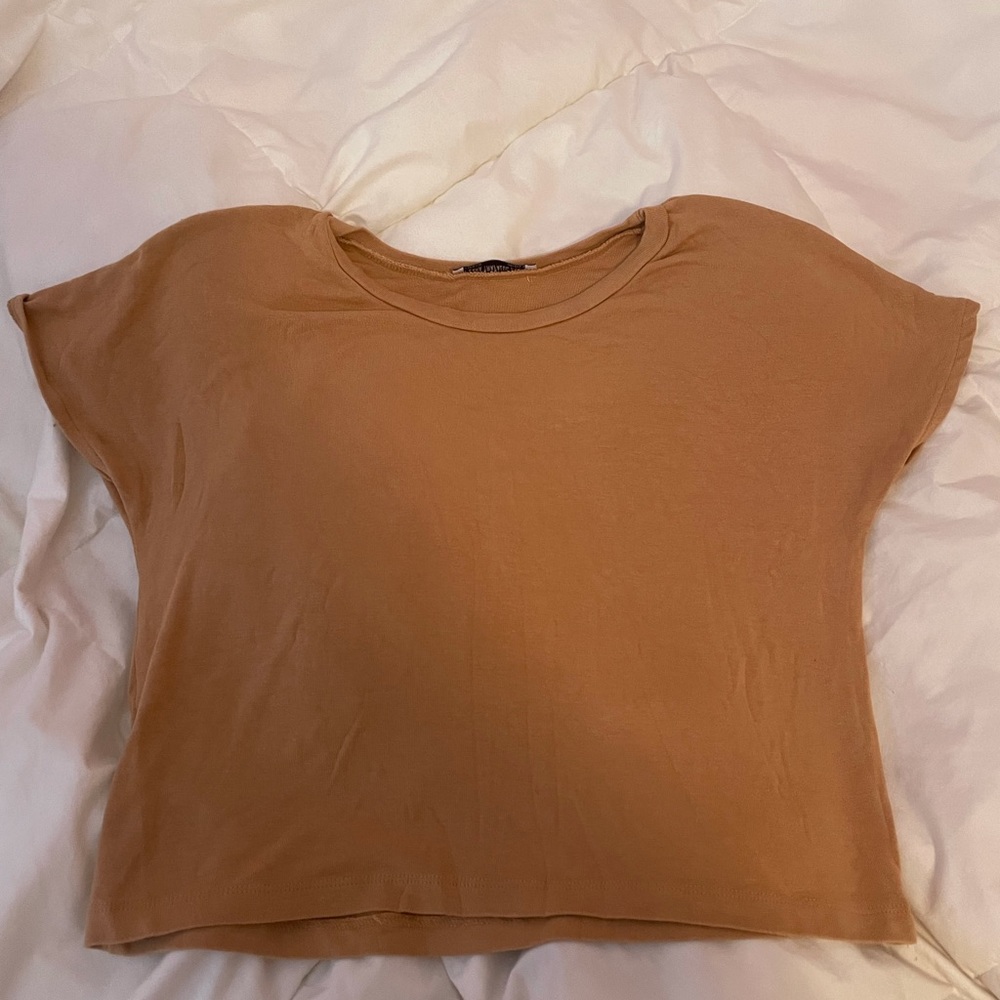 brown/tan zara crop top